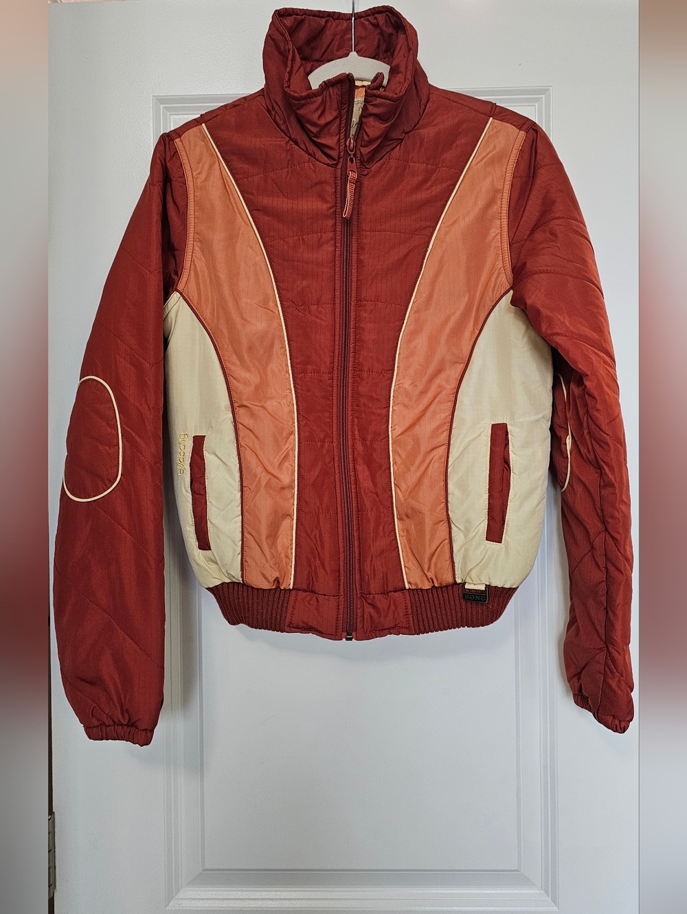Billabong  Lightweight Jacket Women M Retro Colorblock Orange Cream Gorpcore - Picture 2 of 8
